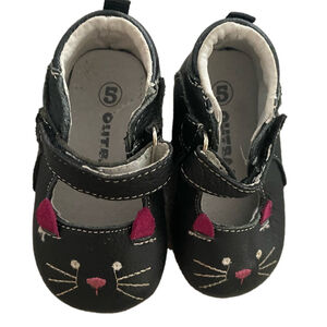 Outbak’s Baby 👞 Toddler Leather Shoes Black Kitty Design (size : 5)👞